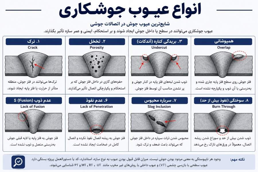عیوب سطحی رایج در جوشکاری